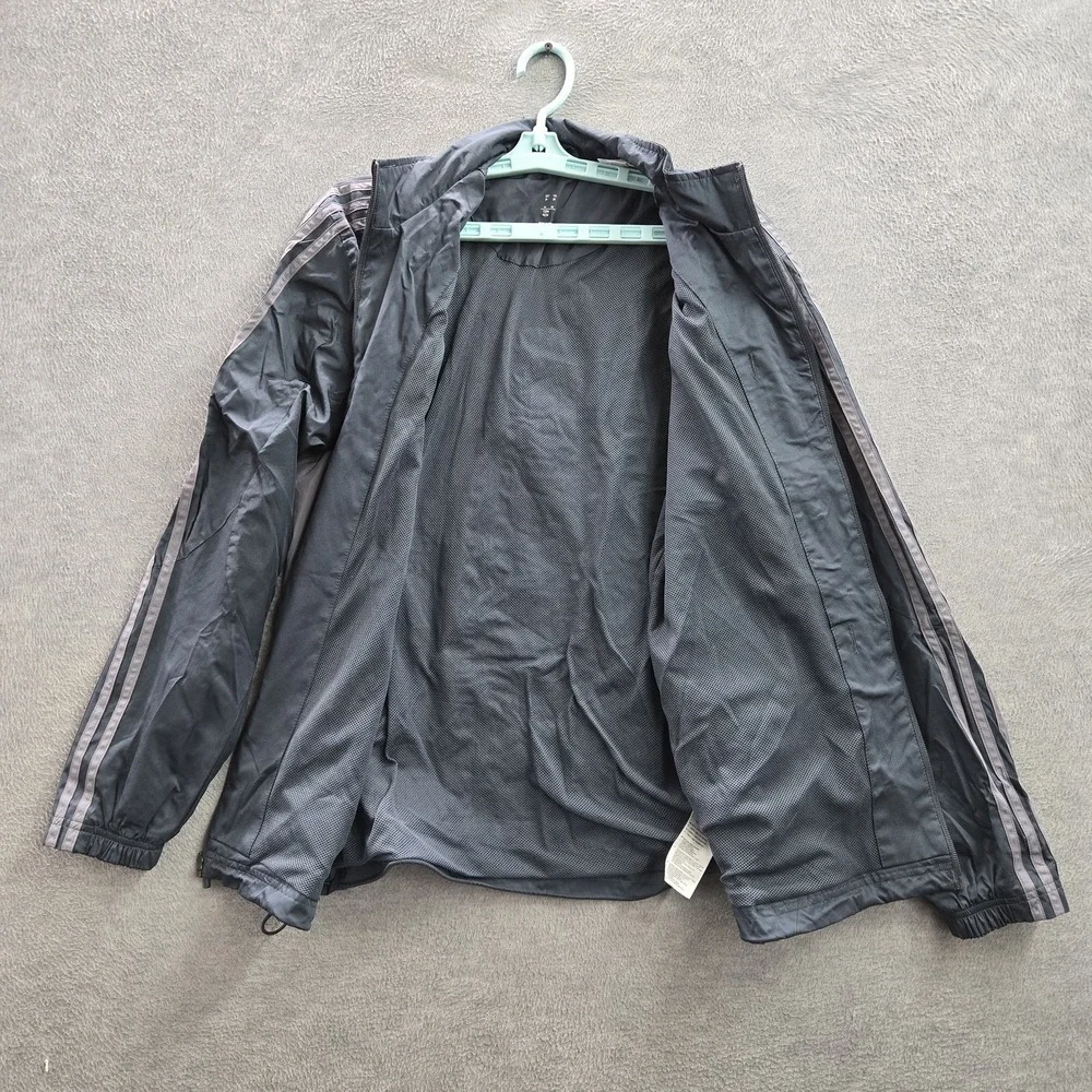 Adidas Men Jacket M Gray Windbreaker Track Jacket Gorpcore Zipper Logo READ